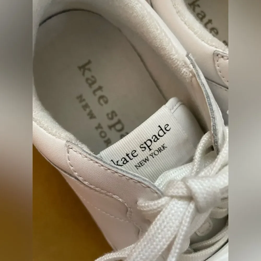 kate spade Bolt Gem Leather Sneakers White Size 8